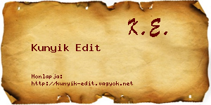 Kunyik Edit névjegykártya